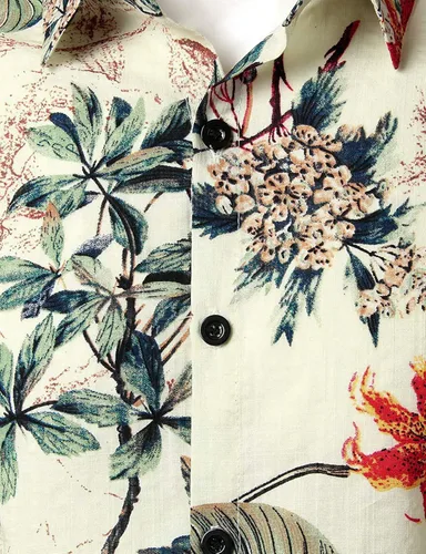 Vista 3 de JOGAL - Camisa hawaiana de manga corta con botones para hombre