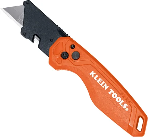 Vista 9 de Klein Tools 44303 FLICKBLADE Cuchillo utilitario plegable con almacenamiento de cuchillas, cuchillo utilitario con 5 cuchillas, compacto con botón