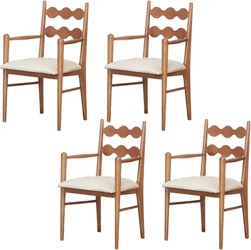 Vista 21 de Sillas de comedor tapizadas, silla de cocina con respaldo, silla de sala de estar con brazos versátil asiento de comedor de granja, sillas