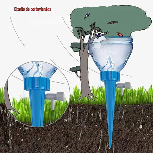 Vista 3 de LABOTA Paquete de 24 picos de riego automático para plantas, agua automática para plantas al aire libre, dispositivos de inserción con interruptor