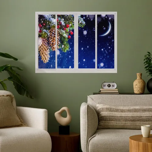Vista 17 de wall26 Adhesivo de Pared Papá Noel Llevando Regalos Ventana Abierta Mural, No Se Despega y No Se Pega, Papel Tapiz No Tejido Decorativo