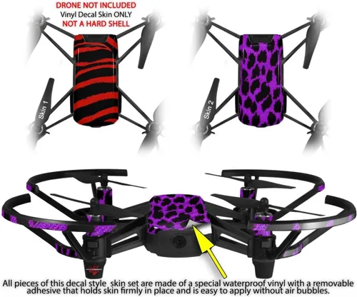 Vista 2 de Pegatina para la piel, paquete de 2 unidades, para DJI Ryze Tello Drone Zebra Red DRONE, no incluida.