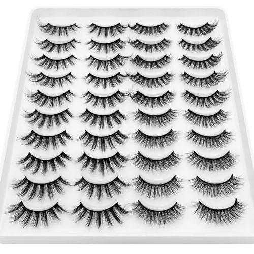 Vista 7 de DYSILK - 20 pares de pestañas postizas 6D de imitación de visón, impresionantes, largas, hechas a mano, aspecto natural, reutilizables, gruesas