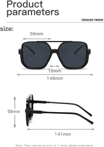 Vista 4 de HYLLE Gafas de sol estilo aviador retro de gran tamaño para mujeres y hombres, semirarimantes, cuadrados, de los años 70, a la moda, lindos tonos