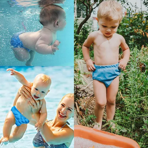 Vista 2 de IjnUhb Pañales de natación reutilizables para bebé, paquete de 2, pantalones lavables para niños de 0 a 3 años, clases de natación, regalos de ducha