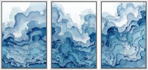 Vista 61 de SIGNWIN Lienzo enmarcado para pared, juego de arte dramático de cielo tormentoso, ilustraciones de paisaje nuboso Moody, arte moderno decorativo