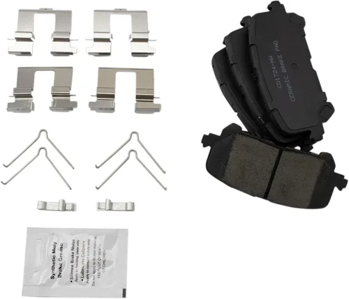 Vista 4 de TRQ Kit de pastillas de freno trasero y rotor, kit químico de freno, pastillas de freno de cerámica compatible con Honda Passport 2019-2022 Pilot