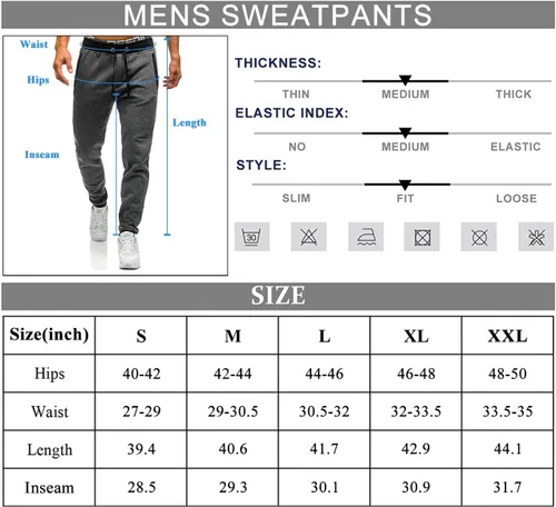 Vista 6 de BUXKR Pantalones deportivos para hombre para correr, pantalones casuales para gimnasio, correr o entrenamiento atlético