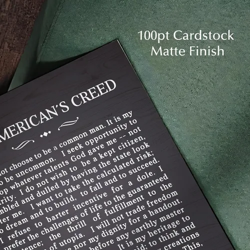 Vista 5 de The American's Creed - Impresión patriótica para pared, decoración con cita inspiradora para el hogar, oficina, garaje, bar y decoración de cueva