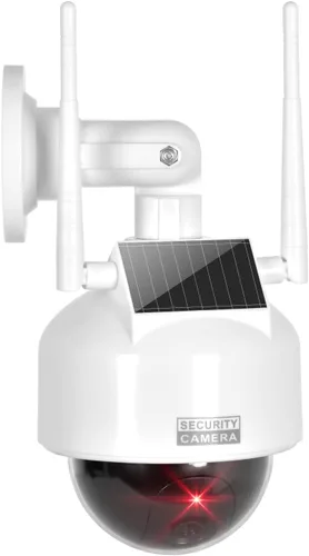 Vista 8 de BNT Cámara de seguridad falsa alimentada por energía solar, cámara de seguridad simulada con sistema de vigilancia simulada con sensor de luz
