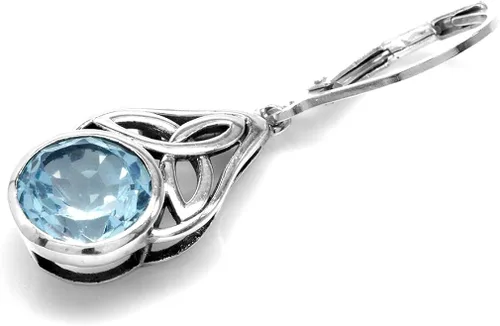 Vista 3 de Silvershake Pendientes colgantes de plata de ley 925 con diseño de triquetra y nudo celta para mujer
