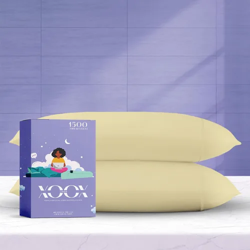 Vista 7 de XOOX Linen Juego de 4 fundas de almohada de algodón egipcio, tamaño Queen, fundas de almohada de lujo de 1500 hilos de alto tamaño estándar