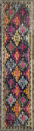 Vista 2 de SAFAVIEH Monaco Collection - Alfombra para pasillo, 2.2 x 6 pies, diseño bohemio de enrejado de diamantes, no desprende pelusa y de fácil cuidado