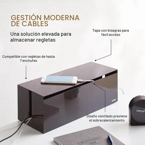 Vista 3 de YAMAZAKI Home Cable Box-Outlet Cable Organizador de almacenamiento, protector de cubierta