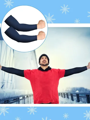 Vista 5 de Newcotte 4 pares de mangas térmicas de invierno para brazos, calentadores de manga de brazo, ciclismo, compresión térmica, para hombres y mujeres