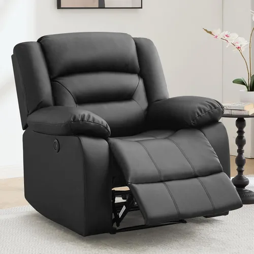 Vista 8 de EBELLO Silla reclinable eléctrica clásica, de piel sintética, de gran tamaño, con cojín suave y respaldo, sofá con cómodo sillón para sala de estar