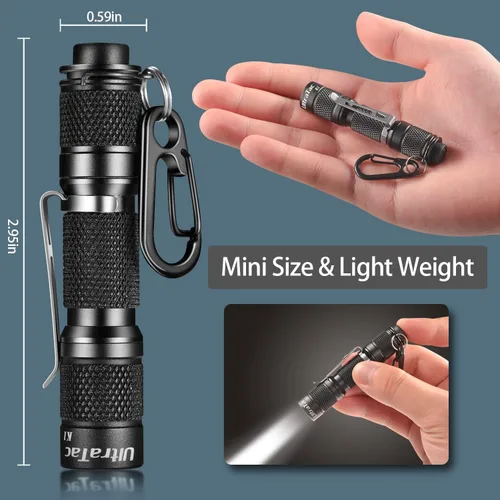 Vista 2 de UltraTac K1 - Linterna LED rosa de 180 lúmenes, mini luz impermeable con batería AAA, tamaño compacto de bolsillo para mujeres, EDC, camping