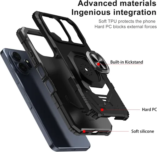 Vista 3 de Funda para TCL Nxtpaper 70 Pro 5G con protector de pantalla y soporte de anillo magnético