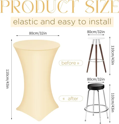 Vista 2 de Tegeme Paquete de 8 manteles redondos de elastano de 32 x 43 pulgadas, mantel cuadrado elástico ajustable para mesa, boda, pub, bar, banquete