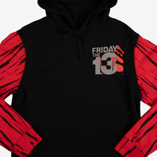 Vista 5 de Bioworld Friday the 13th - Sudadera con capucha para adultos de doble cara roja y negra