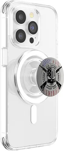 Vista 4 de Bandera militar patriótica de Estados Unidos Warrior One Nation Skull PopSockets MagSafe PopGrip para iPhone