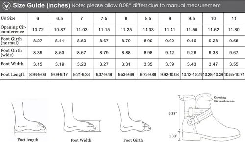 Vista 7 de VJH confort Botas de media pantorrilla para mujer, botines holgados con hebilla cómoda con cremallera lateral