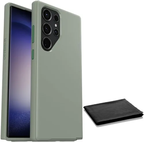 Vista 9 de OtterBox Galaxy S23 Ultra (solamente) - Funda de la serie Symmetry - Negro, ultra suave, compatible con carga inalámbrica, bordes elevados que