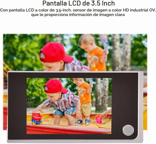Vista 2 de Mirilla de puerta Socobeta con timbre y cámara de seguridad mini HD inteligente, pantalla LCD de 3.5 pulgadas