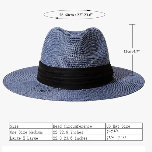 Vista 27 de Lanzom - Sombrero de paja playero para mujer, de ala ancha, plegable, estilo Fedora, UPF50+