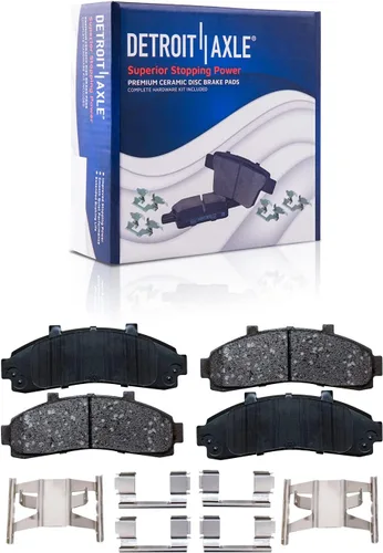 Vista 62 de Detroit Axle - Pastillas de freno para Ford F-150 99-03, 02 Lincoln Blackwood, Pastillas de freno de cerámica delanteras y traseras con repuesto