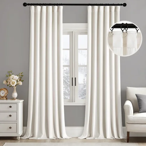 Vista 39 de MIULEE Cortinas de terciopelo de 84 pulgadas de largo, juego de 2 paneles para dormitorio, con pestaña trasera plisada, de lujo, aislamiento