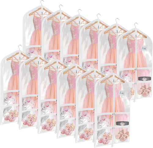 Vista 26 de Univivi Bolsas de PVC transparente para disfraz de baile, bolsa de ropa de 35 pulgadas para competiciones de baile, con 3 bolsillos separados