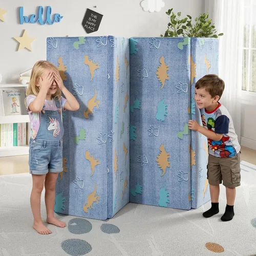 Vista 2 de MeMoreCool Colchón de piso tipo futón para niños, alfombrilla de juego y almohadilla muscular grande de 6x4 pies, colchón de tatami de espuma gruesa