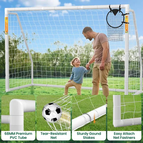 Vista 4 de Soccer Goal - 12x6/10x6/8x6/6x4FT PVC Soccer Goals for Backyard