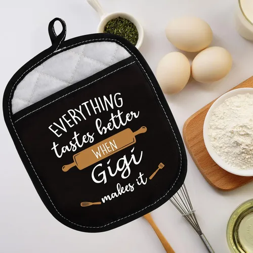 Vista 7 de LEVLO Los mejores regalos de cocina para hornear para madre, padre, todo sabe mejor cuando Mimi/abuela/nana/papa/nonna/gigi hace que sea guantes