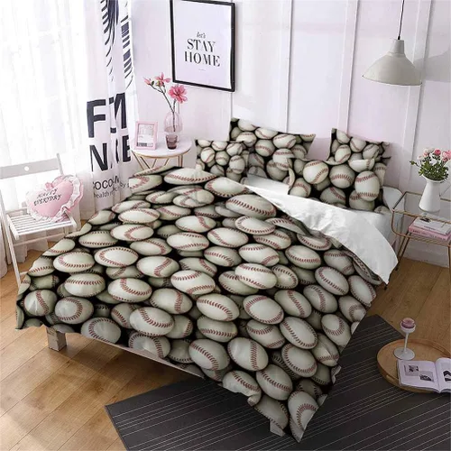 Vista 3 de LanS Precise Baseball Sport Series - Juego de funda de edredón y funda de almohada, juego de 3/4 piezas