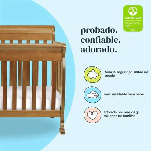 Vista 6 de DaVinci Kalani, cuna convertible 4 en 1 en color castaño, con certificado Greenguard Gold
