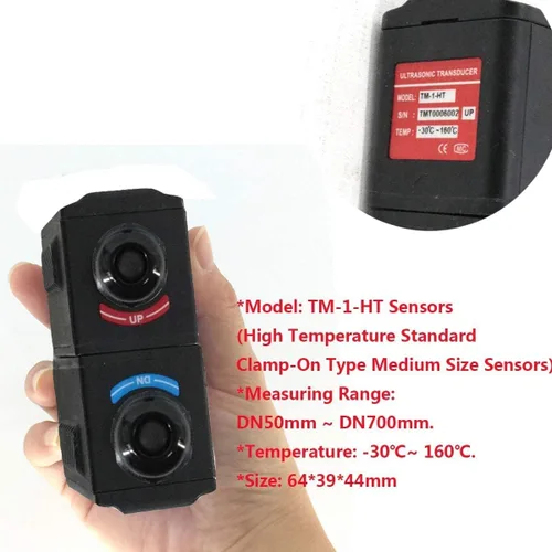 Vista 2 de Medidor de flujo ultrasónico con tarjeta SD DN50 ~ 27.559 in, transductor de abrazadera de alta temperatura TM-1-HT