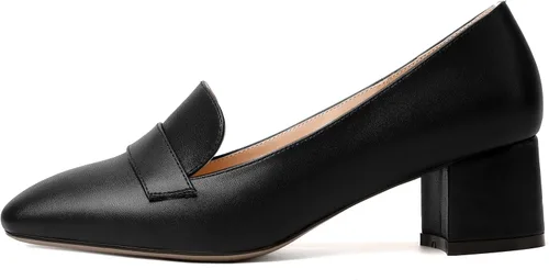 Vista 2 de MODENCOCO Mocasines de tacón bajo grueso para mujer, cómodos, informales, de 2 pulgadas
