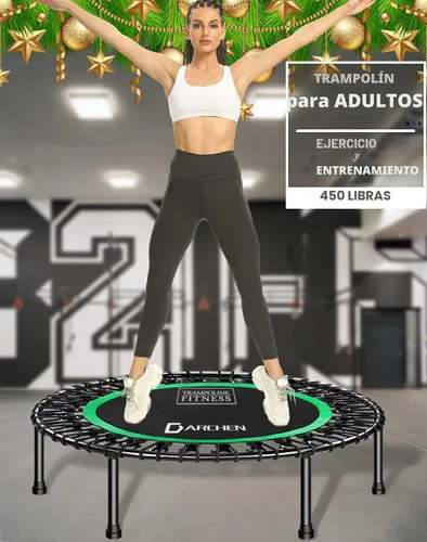 Vista 5 de DARCHEN - Mini trampolín para adultos, 450 libras; para interiores, para entrenamiento, fitness; da un rebote silencioso y seguro [40 pulgadas]