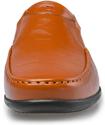 Vista 2 de LUODENGLANG Mocasines de cuero genuino de primera calidad para hombre, zapatos casuales sin cordones para conducir, mocasines para hombre, ligeros