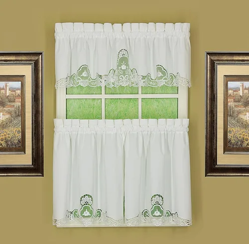 Vista 11 de Today's Curtain Annabelle Cenefa de macramé de 14 pulgadas, color crudo, 60 pulgadas de ancho x 14 pulgadas de largo