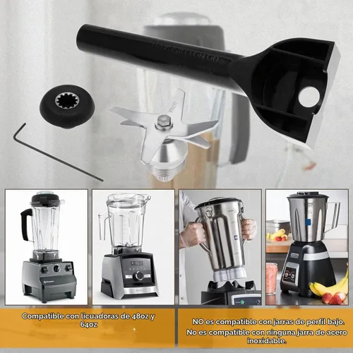 Vista 4 de Cuchilla de licuadora compatible con Vitamix con llave y herramienta de enchufe de accionamiento Compatible con 5200 6300 5000 Series 64oz y 32oz