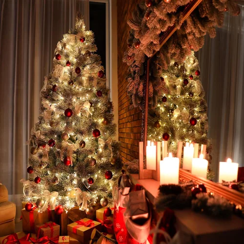 Vista 5 de 800 luces LED decorativas de Navidad para interiores y exteriores, 8 modos, impermeable, enchufable, alambre transparente, cadena de luces