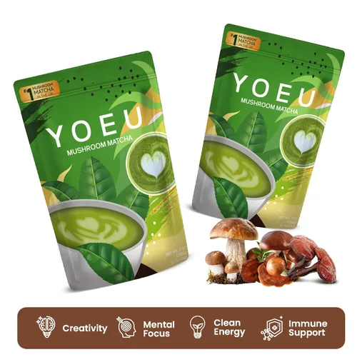 Vista 5 de 6.35 oz, polvo orgánico de hongos matcha, matcha japonés y 12 ingredientes naturales, café instantáneo, polvo con leche, alternativa al café