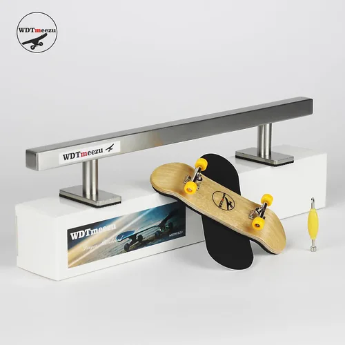 Vista 2 de Paquete de combinación de rodamiento de madera de 32 mm y riel plano de metal de 10" de largo de diapasón de Wdtmeezu