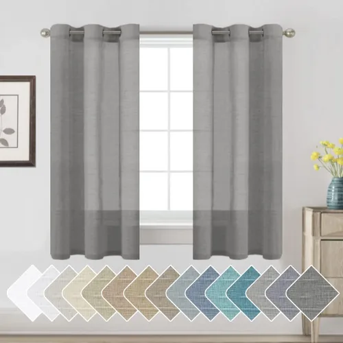 Vista 146 de H.VERSAILTEX Cortinas de lino de mezcla natural para sala de estar/cortinas de lino semitransparentes reductoras de luz de 54 pulgadas de largo
