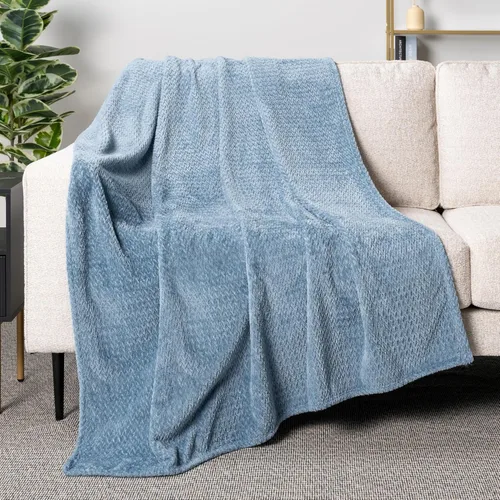 Vista 9 de PAVILIA - Manta de forro polar suave y sólida de color negro para sofá, mantas ligeras y mullidas y cálidas para cama, manta de franela mullida