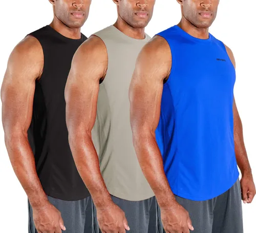 Vista 12 de DEVOPS - Paquete de 3 camisetas sin mangas para hombre, ajuste seco, para músculos, camiseta de entrenamiento