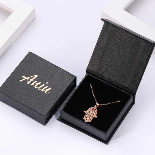 Vista 9 de Aniu Collar de plata de ley 925 para mujer colgante de mano de Fátima con circonita cúbica viene con caja de regalo de joyería negra y cadena de 18